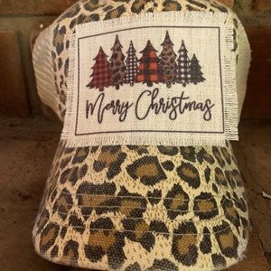 Leopard Christmas Ponytail hat